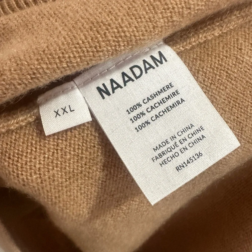 NAADAM 100% Cashmere Sweater XXL Beige Soft Luxury Minimalist Cozy Knit Pullover - Picture 4 of 5